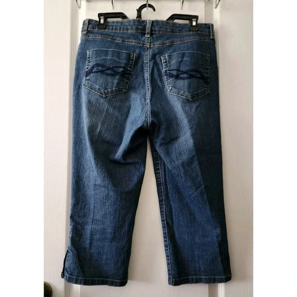 Gloria Vanderbilt Womens Slimming Effect High Rise Capri Pants Blue Stretch Sz 8 - Picture 5 of 11